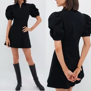 white christmas dresses Black Front Zip Denim Mini Dress